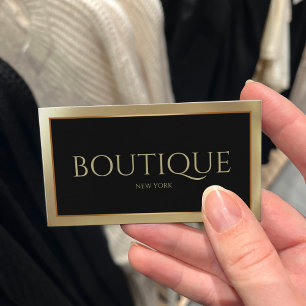Tarjeta De Visita Boutique Fashion Gallery Golden Border Black Card