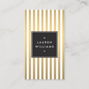 Tarjeta De Visita Boutique Luxe Gold Stripes, Moda, Belleza