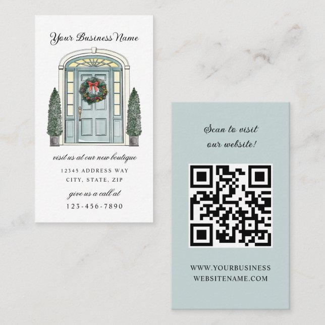 Tarjeta De Visita Boutique Navidades de puerta colonial (Anverso / Reverso)
