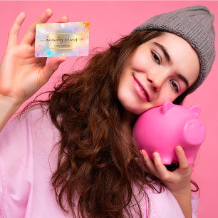 Tarjeta De Visita Boutique Online Shop Makup Gold Holograph