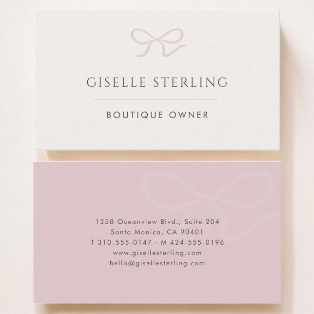 Tarjeta De Visita Boutique Owner Pink Bow (Subido por el creador)