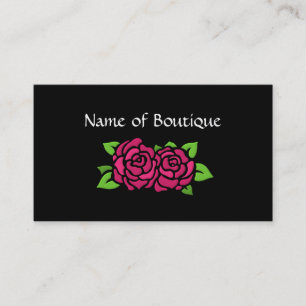 Tarjeta De Visita Boutique rosado y negro con los rosas