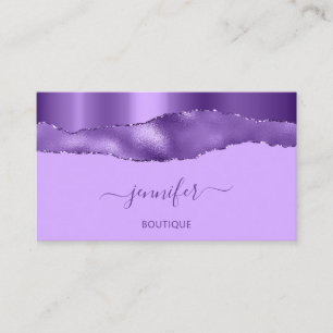 Tarjeta De Visita Boutique Shop QR Code Violeta Púrpura Blanca