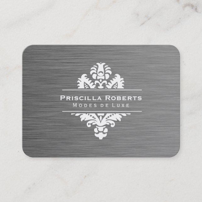 Tarjeta De Visita Boutique Steel Modern Luxe Ornate Element (Anverso)