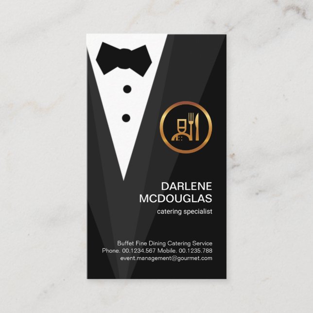 Tarjeta De Visita Boutonniere de oro negro y negro creativo (Anverso)