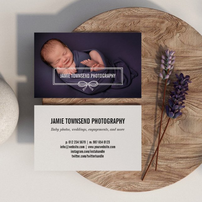 Tarjeta De Visita Bow Frame Custom Photo Baby Photographer (Subido por el creador)
