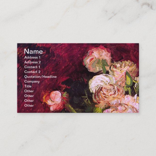 Tarjeta De Visita Bowl con peonies y Rosas Van Gogh Bella Artes (Anverso)