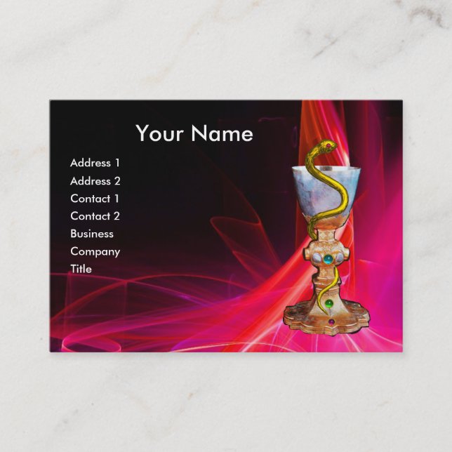 Tarjeta De Visita BOWL DE HYGEIA, FARMACIA Medicina Fuchsia rosa (Anverso)