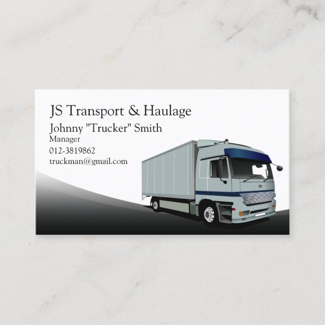 Tarjeta De Visita Box Truck Haulage Black Business Card (Anverso)