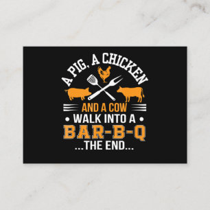 Tarjeta De Visita BQ  BBQ Lover Cerdo Vaca Caminar en el bar BBQ