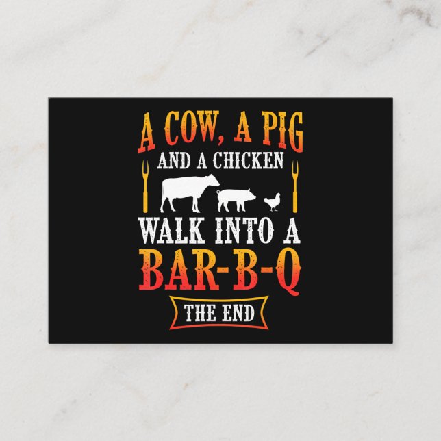Tarjeta De Visita BQ| Parrillada Bbq Chiste Regalo Grill Maestro Che (Anverso)