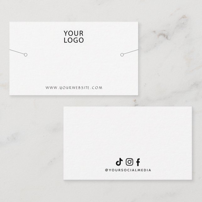 Tarjeta De Visita Bracelet Display White Your Logo Social Media (Anverso / Reverso)