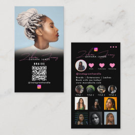 Tarjeta De Visita Braid Hair Social Photo Grid Social Media QR Code