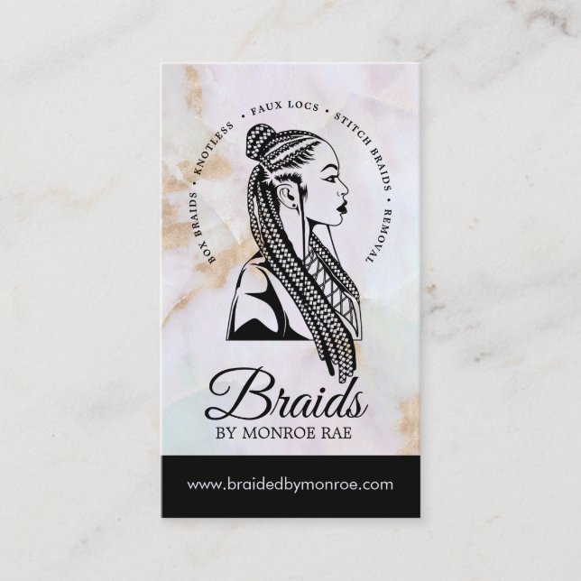 Tarjeta De Visita Braider de pelo - Braids - Brailist - Stylist - Sa (Anverso)