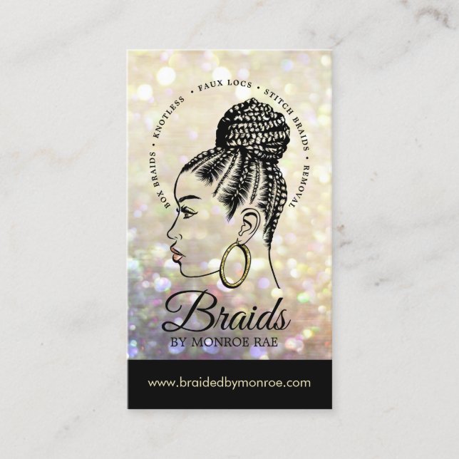 Tarjeta De Visita Braider de pelo - Braids - Brailist - Stylist - Sa (Anverso)