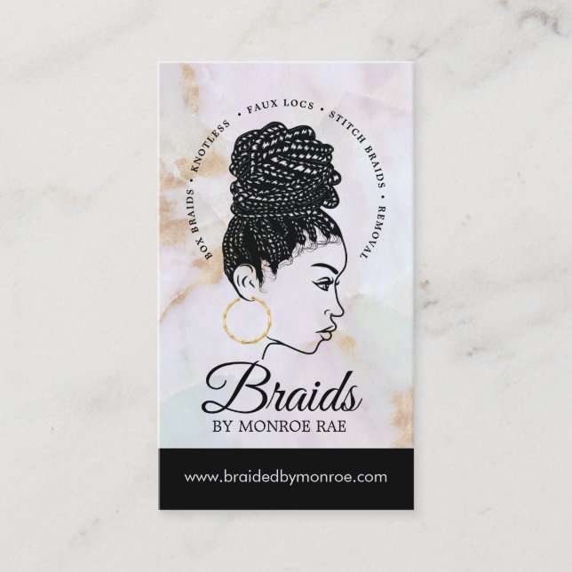 Tarjeta De Visita Braider de pelo - Braids - Brailist - Stylist - Sa (Anverso)
