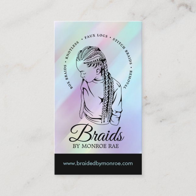 Tarjeta De Visita Braider de pelo - Braids - Brailist - Stylist - Sa (Anverso)