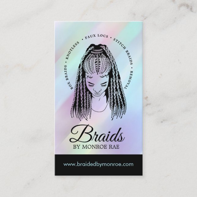 Tarjeta De Visita Braider de pelo - Braids - Brailist - Stylist - Sa (Anverso)
