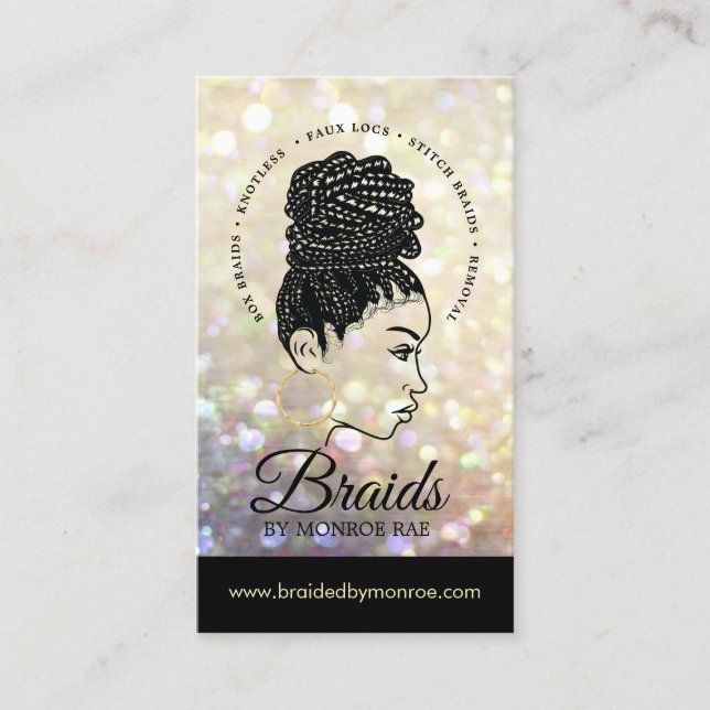 Tarjeta De Visita Braider de pelo - Braids - Brailist - Stylist - Sa (Anverso)
