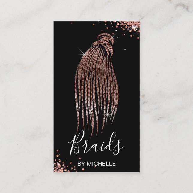Tarjeta De Visita Braider de pelo moderno, salón de pelo para negoci (Anverso)
