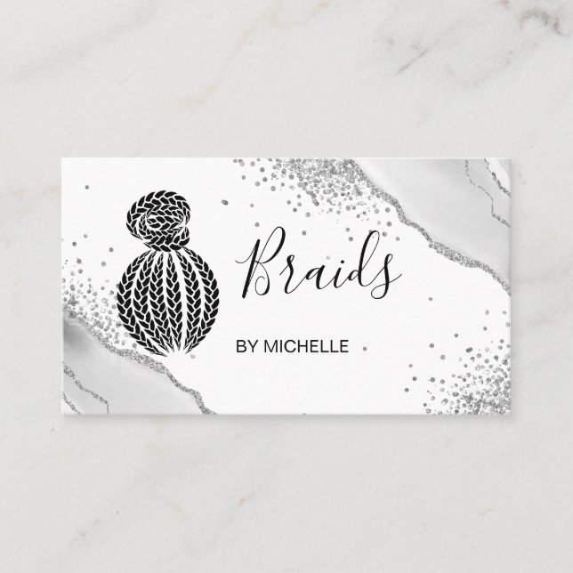 Tarjeta De Visita Braider de pelo, salón de pelo para trenzas, Agato (Anverso)
