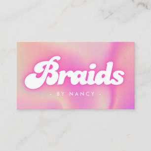 Tarjeta De Visita Braids Groovy Retro Pink