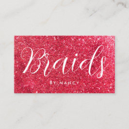 Tarjeta De Visita Braids Typography Red Gold Purpurina