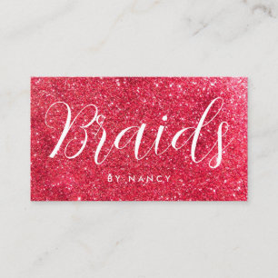 Tarjeta De Visita Braids Typography Red Gold Purpurina