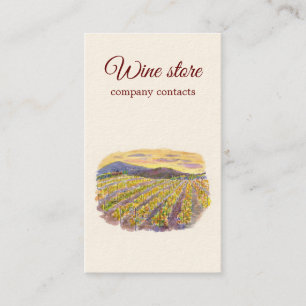 Tarjeta De Visita Branding de la tienda de vino de viñedo al atardec