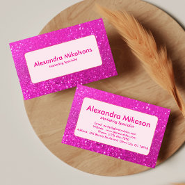 Tarjeta De Visita Branding Moderno de Purpurina Rosa Fuerte