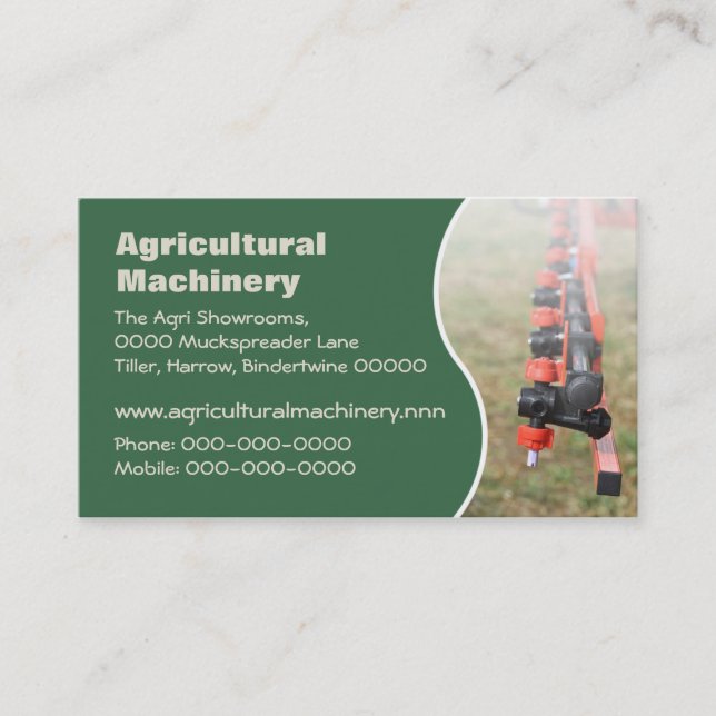 Tarjeta De Visita Brazo de rociadura de la cosecha agrícola (Anverso)