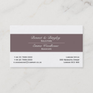 Tarjeta De Visita Brezo clásico y blanco de la elegancia