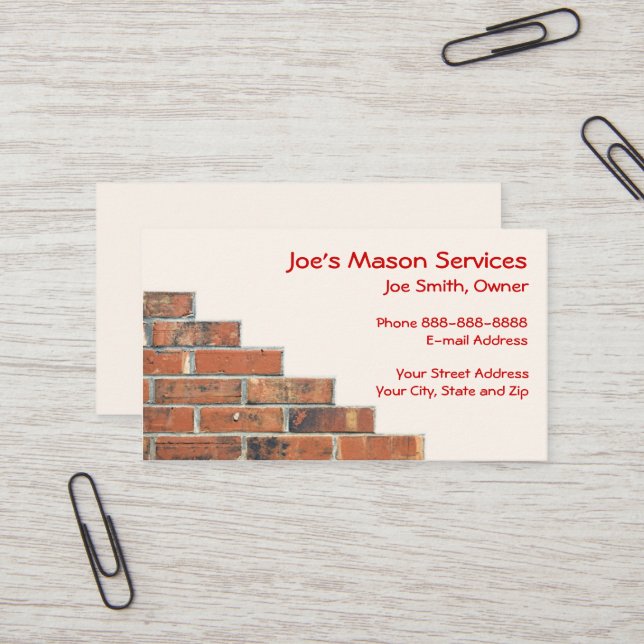 Tarjeta De Visita Brick Mason Masonry Business Card (Anverso/Reverso In Situ)