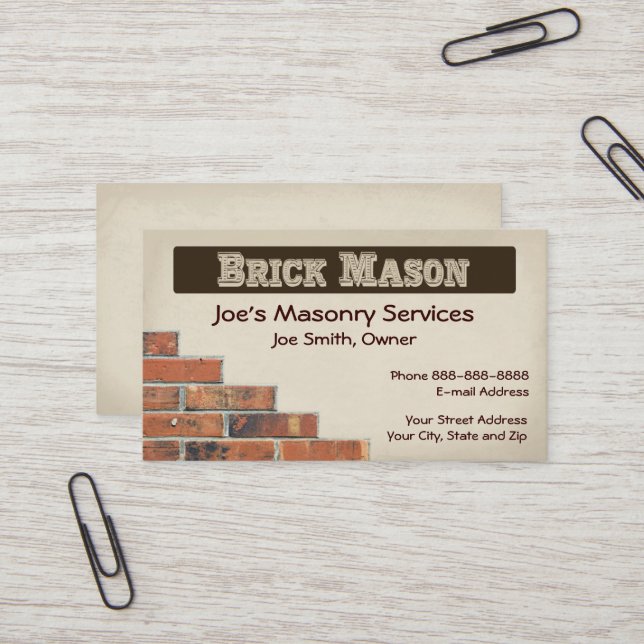 Tarjeta De Visita Brick Mason Masonry Business Card (Anverso/Reverso In Situ)
