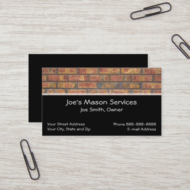 Tarjeta De Visita Brick Mason Masonry Business Card (Anverso/Reverso In Situ)