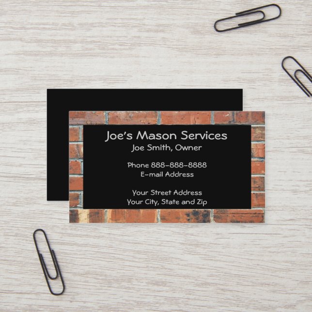 Tarjeta De Visita Brick Mason Masonry Business Card (Anverso/Reverso In Situ)