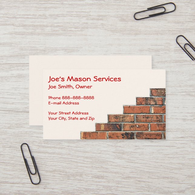 Tarjeta De Visita Brick Mason Masonry Business Card (Anverso/Reverso In Situ)