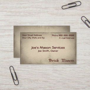 Tarjeta De Visita Brick Mason Masonry Business Card