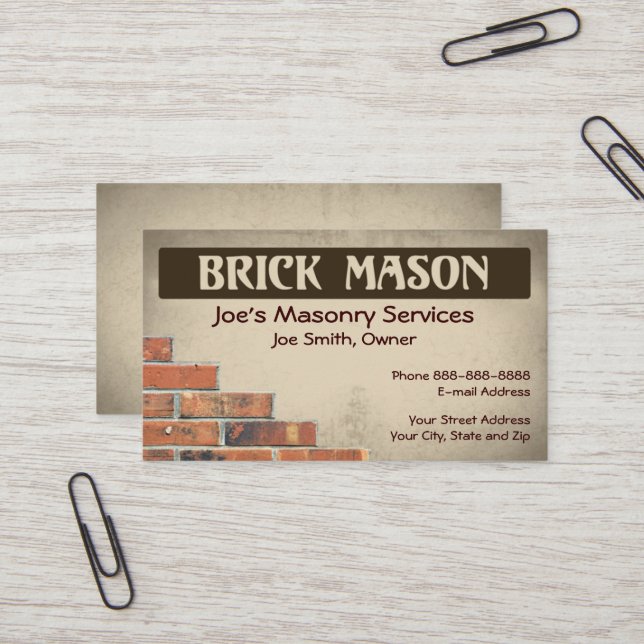 Tarjeta De Visita Brick Mason Masonry Business Card (Anverso/Reverso In Situ)