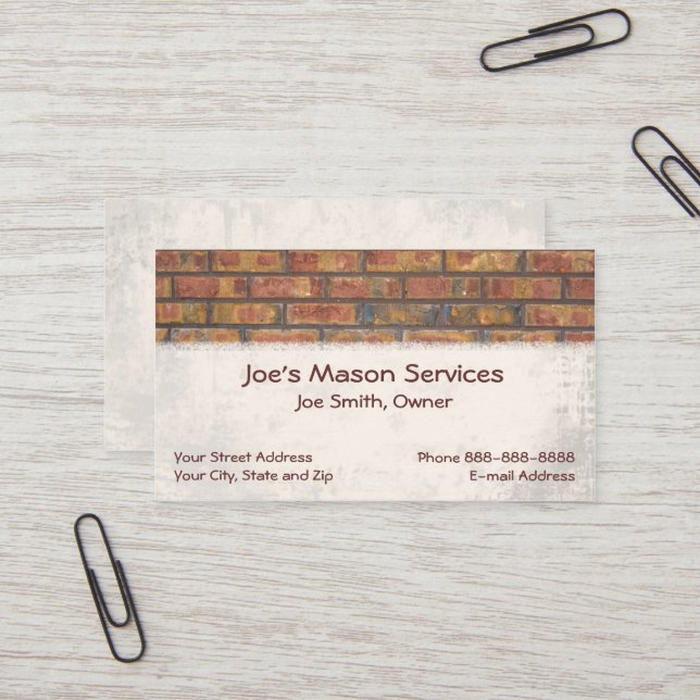 Tarjeta De Visita Brick Mason Masonry Business Card (Anverso/Reverso In Situ)