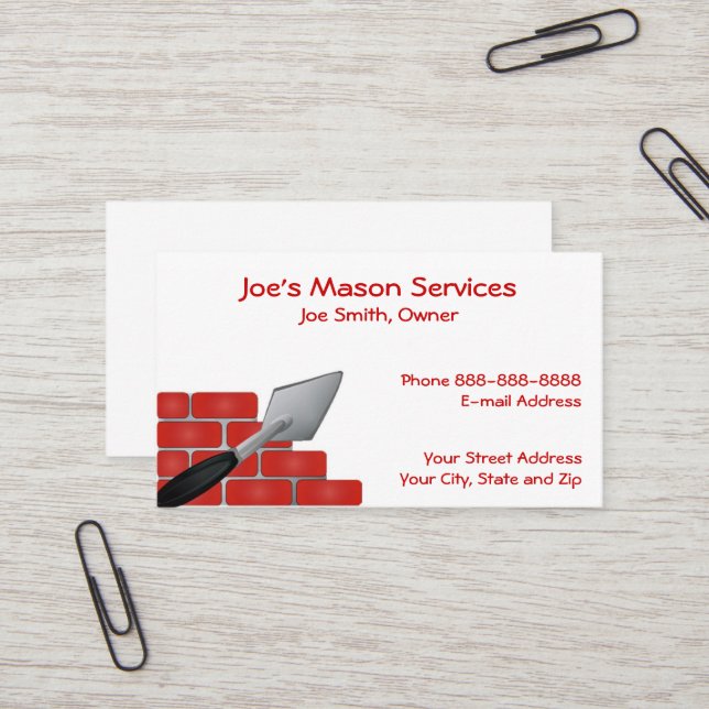 Tarjeta De Visita Brick Mason Masonry Business Card (Anverso/Reverso In Situ)