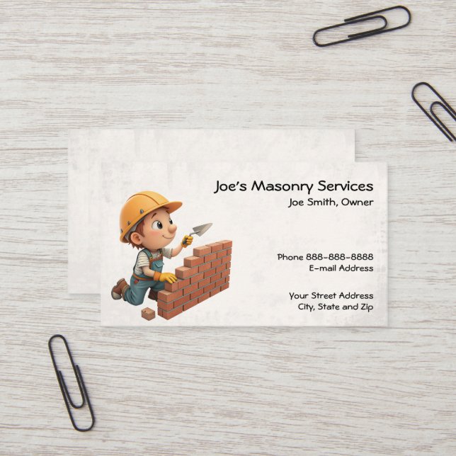 Tarjeta De Visita Brick Mason Masonry Construction Business Card (Anverso/Reverso In Situ)