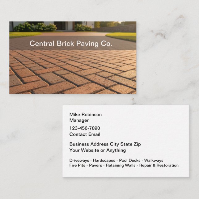 Tarjeta De Visita Brick Paving And Pavers Theme Business Cards (Anverso / Reverso)