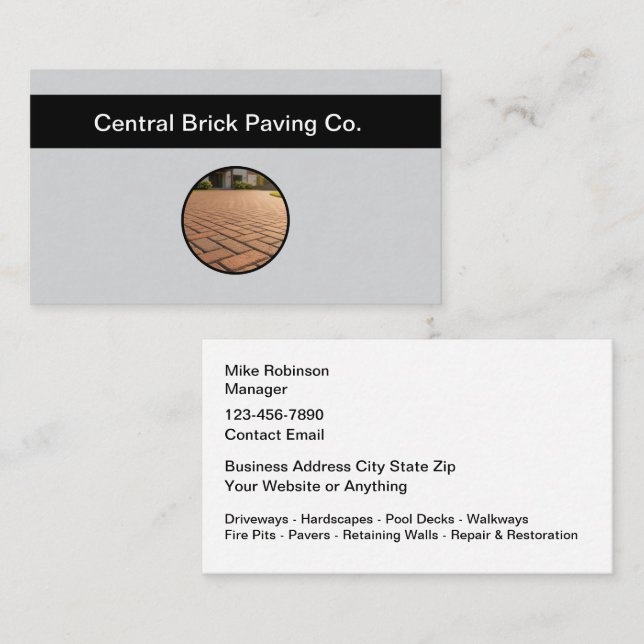 Tarjeta De Visita Brick Paving And Pavers Theme Business Cards (Anverso / Reverso)