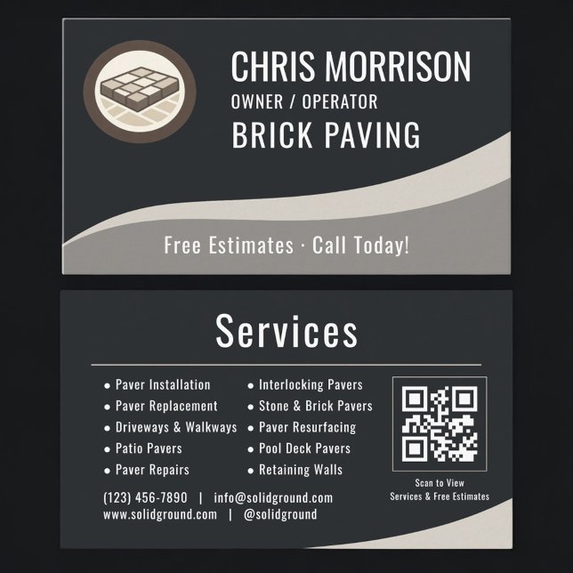 Tarjeta De Visita Brick Paving QR Code Professional (Subido por el creador)