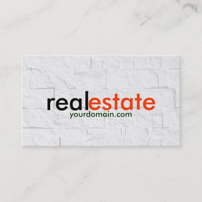Tarjeta De Visita Brick Wall Grey Real Estate Agent Business Card (Anverso)