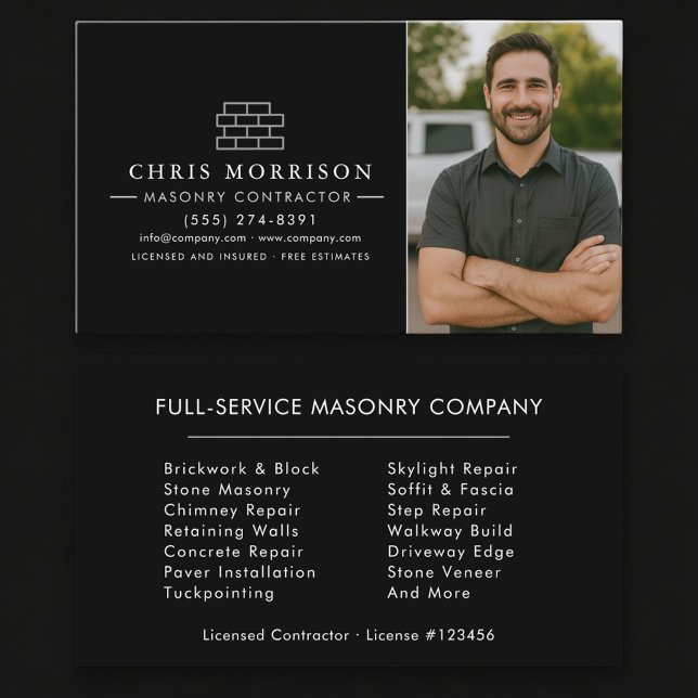 Tarjeta De Visita Bricklayer Brick Masonry Photo Construction (Subido por el creador)