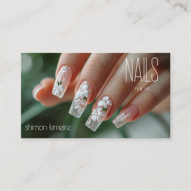 Tarjeta De Visita Bridal Floral Nail Art Manicuria Lealtad (Anverso)