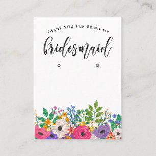 Tarjeta De Visita Bridesmaid Floral Gracias Por Favorecer La Pantall