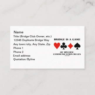 Tarjeta De Visita Bridge es un juego de reglas de comunicación espec